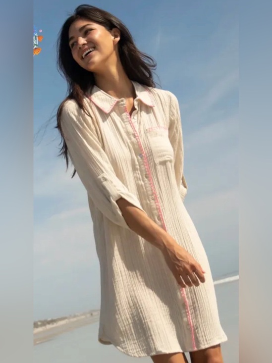 NATURAL LIFE Dresses & Skirts - Natural Life Crinkle Cotton Gauze Whipstitch Embroidery Size M